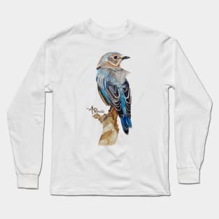 Watercolor Eastern Bluebird Long Sleeve T-Shirt